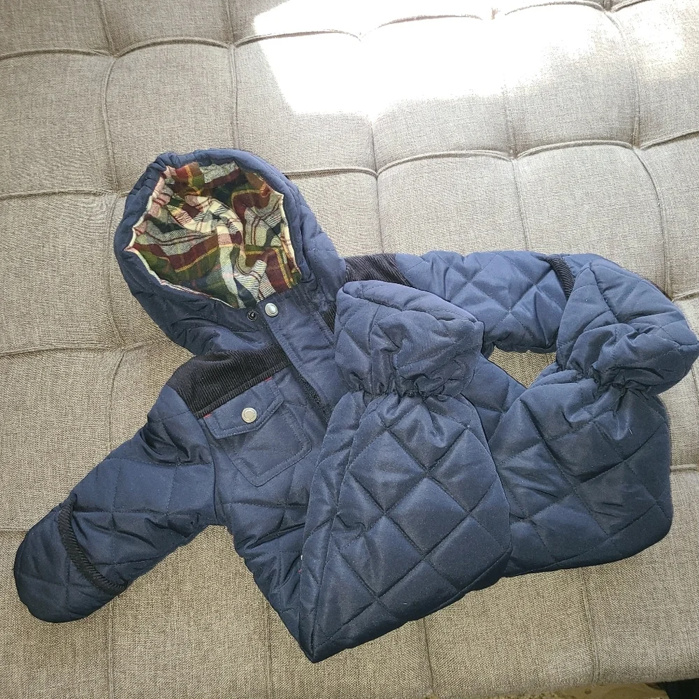 Rothschild Snowsuit 6/9M‎ Infant Winter Suit Navy Blue lined Flannel hood - Picture 3 of 16
